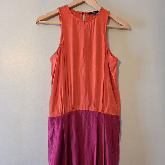 Tibi Silk Crew Neck Colorblock Two Tones Feminine Women's Jumpsuit Size 2 - Picture 9 of 16